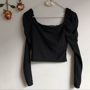 Pretty Little Thing Black Puff Sleeve Blouse